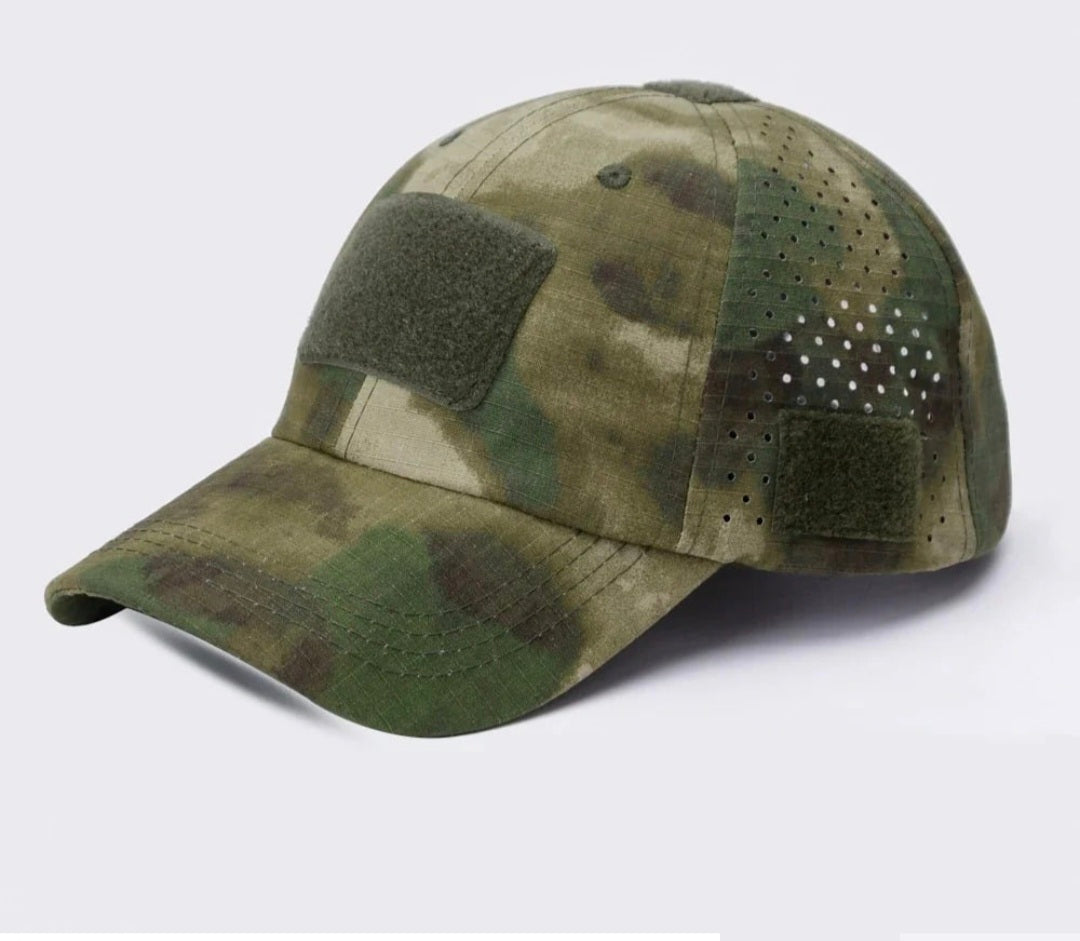 Camouflage built in sunglasses slot cap